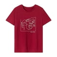 thumbnail image 1 of Camiseta para mujer de verano casual streetwear cuello redondo camiseta para camping vacaciones oficina Rojo, 1 of 7