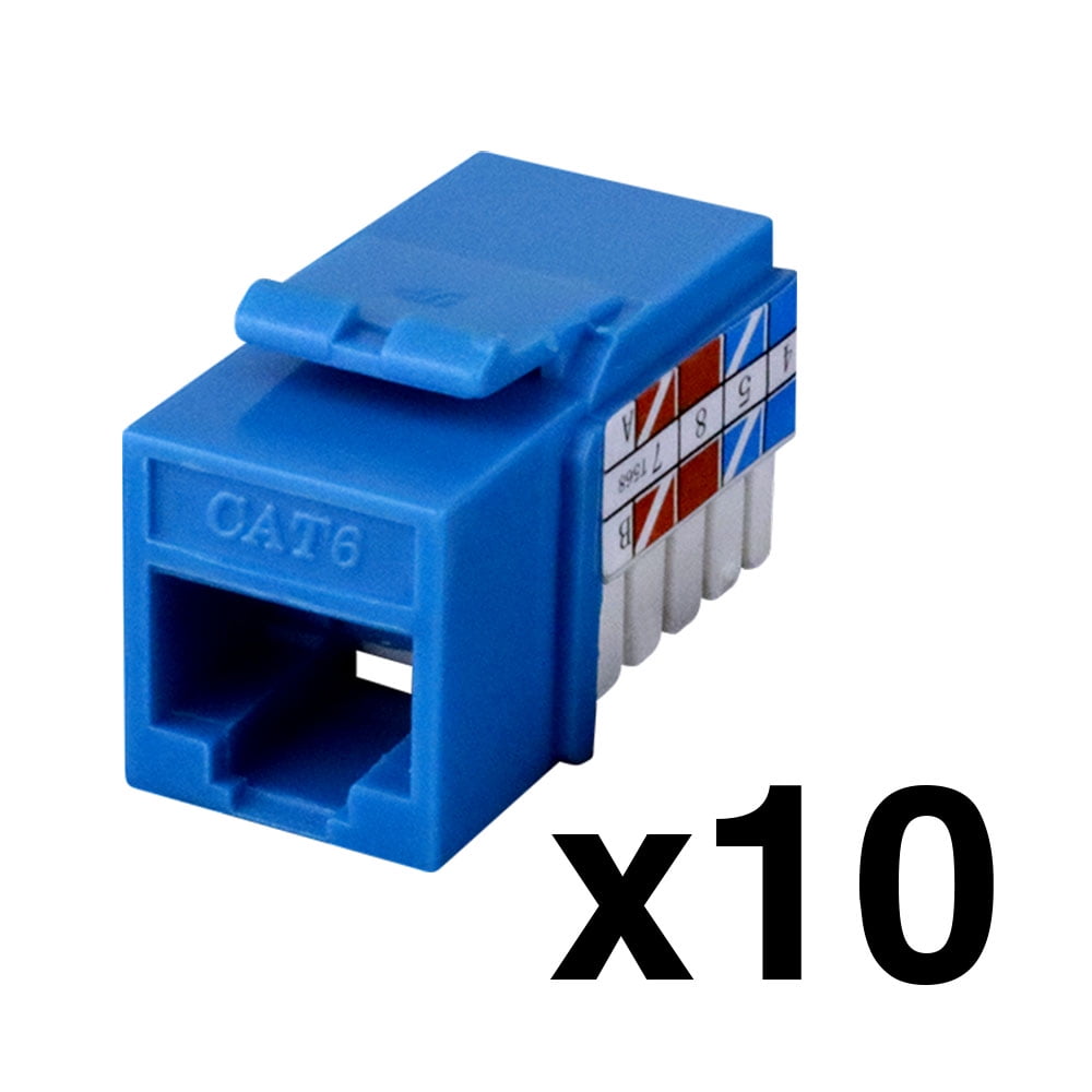 Construct Pro Cat6 (RJ45) Keystone Jack (10 Pack, Blue) Manufactured