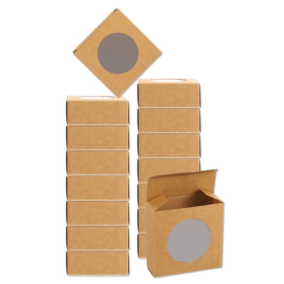 16Pcs Soap Packaging Boxes 3.1 x 3.1 x 1.2 Inch Kraft Soap Box for Bakery Candy Packaging Jewelry Display (Brown)