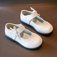 thumbnail image 6 of GiLiling Girls Bow Mary Jane Flats, Adjustable Strap Scalloped Edge School Shoes, Soft Sole Non Slip Student Performance Flats for Kids (White, 3-3.5 Years), 6 of 6