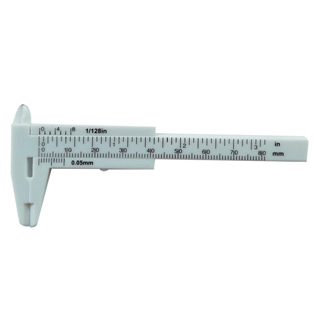 Shisuyan 80mm Mini Plastic Sliding Vernier Caliper Button Jewelry Size Gauge Measure Tool (White)