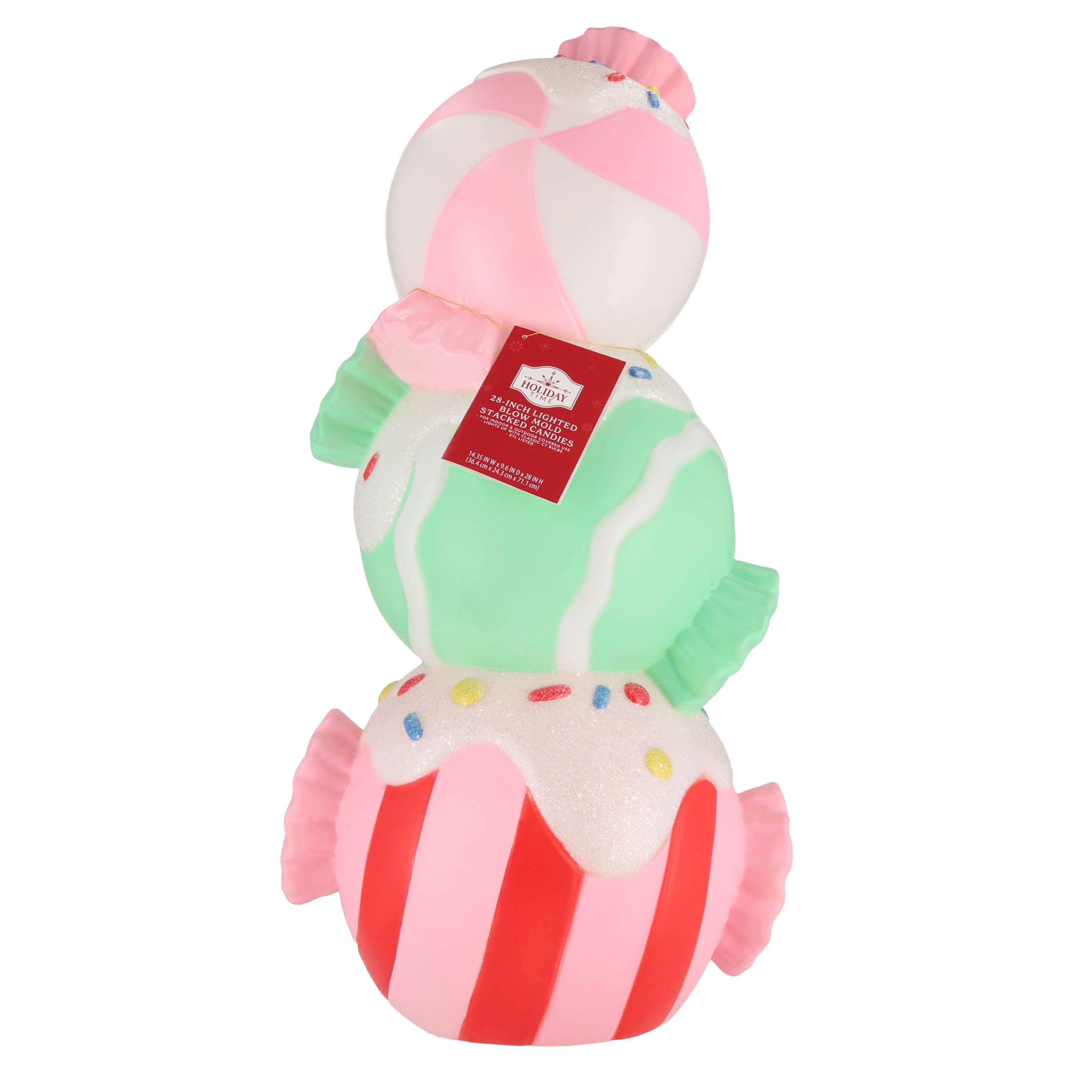 Lighted Blow Mold Stacked Candies Indoor/Outdoor Christmas Decoration, Multicolor, 28", by Holiday Time