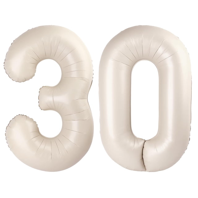Fiesta de 30 cumpleaños con globos con números, color blanco crema, 40 cm