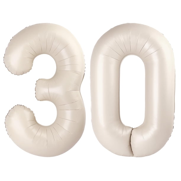 Fiesta de 30 cumpleaños con globos con números, color blanco crema, 40 cm