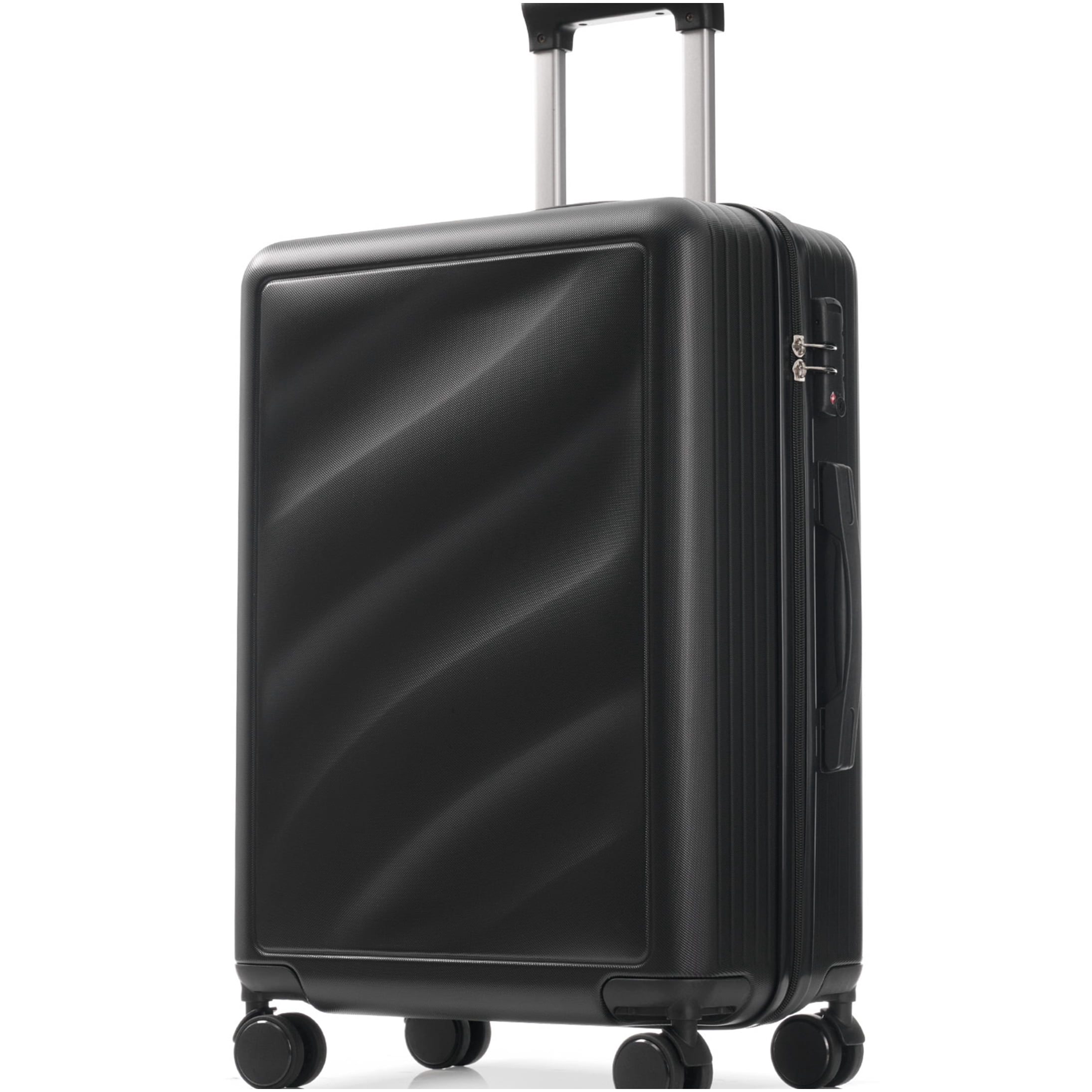 3-Piece ABS Hardside Luggage Set with Spinner Wheels, TSA Lock, Lightweight Suitcases for Travel (20/24/28 Inch) Black