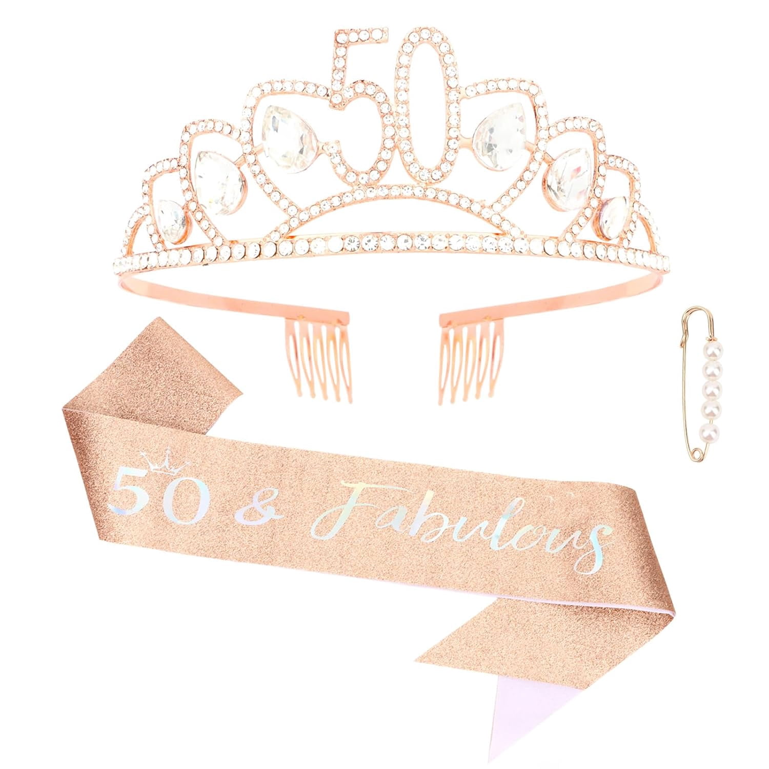 50. Geburtstag Dekoration – Schärpe & Tiara Für Frauen „50 & Fabulous“