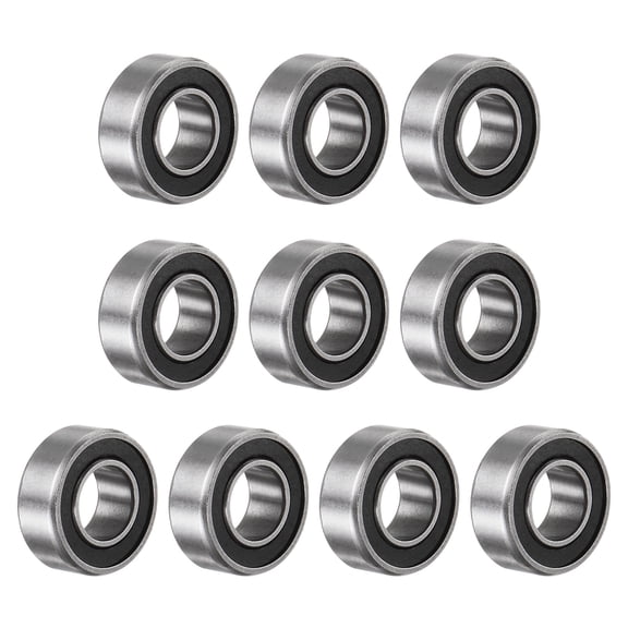 R188-2RS Deep Groove Ball Bearing, 1/4" x 1/2" x 3/16" Chrome Steel Z2 Double Rubber Sealed Bearing, 10 Pack