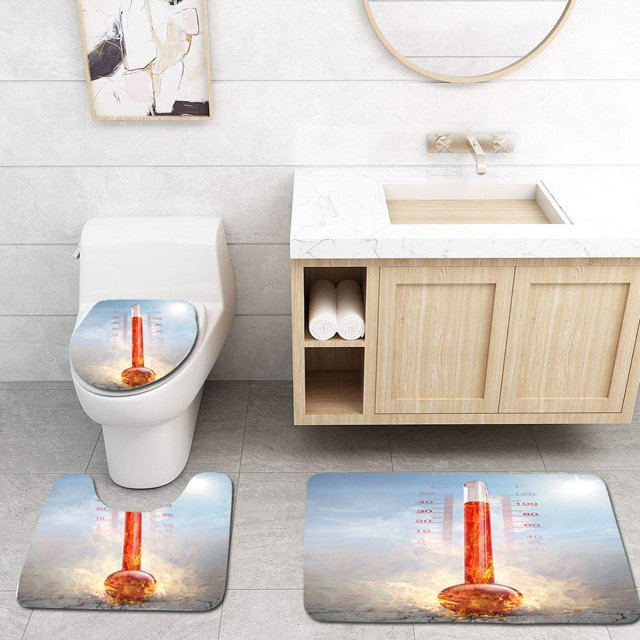 ABPHQTO dia caluroso Juego de alfombras de baño de 3 piezas Alfombra de baño Alfombra de contorno y tapa de inodoro ABPHQTO Cont-CHAPPLE-37568