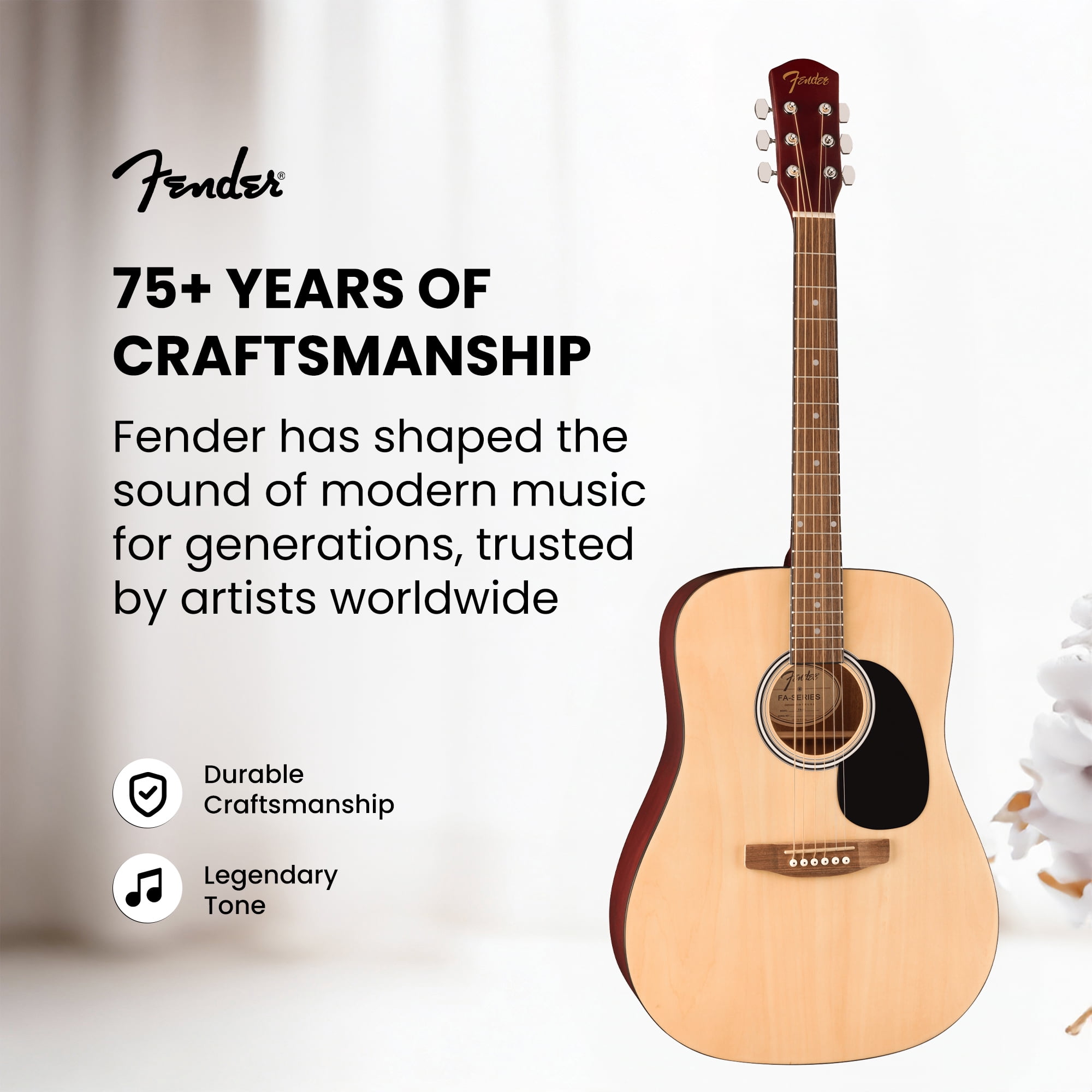 Fender FA Series Dreadnought Acoustic Guitar - Natural w/ Gig Bag