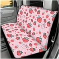 thumbnail image 3 of Jeiento Pink Strawberry 14 Pcs Car Seat Covers with Steering Wheel Cover Seat Belt Covers Cup Holder Keychain Armrest Cushion Headrest Cover Cute Auto Accessory Set Unverisal Fit Cars SUV Turcks, 3 of 7