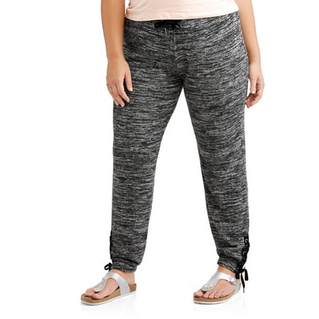 Poof Juniors' Plus Brushed Marl Lounge Jogger With Lace Up Detail