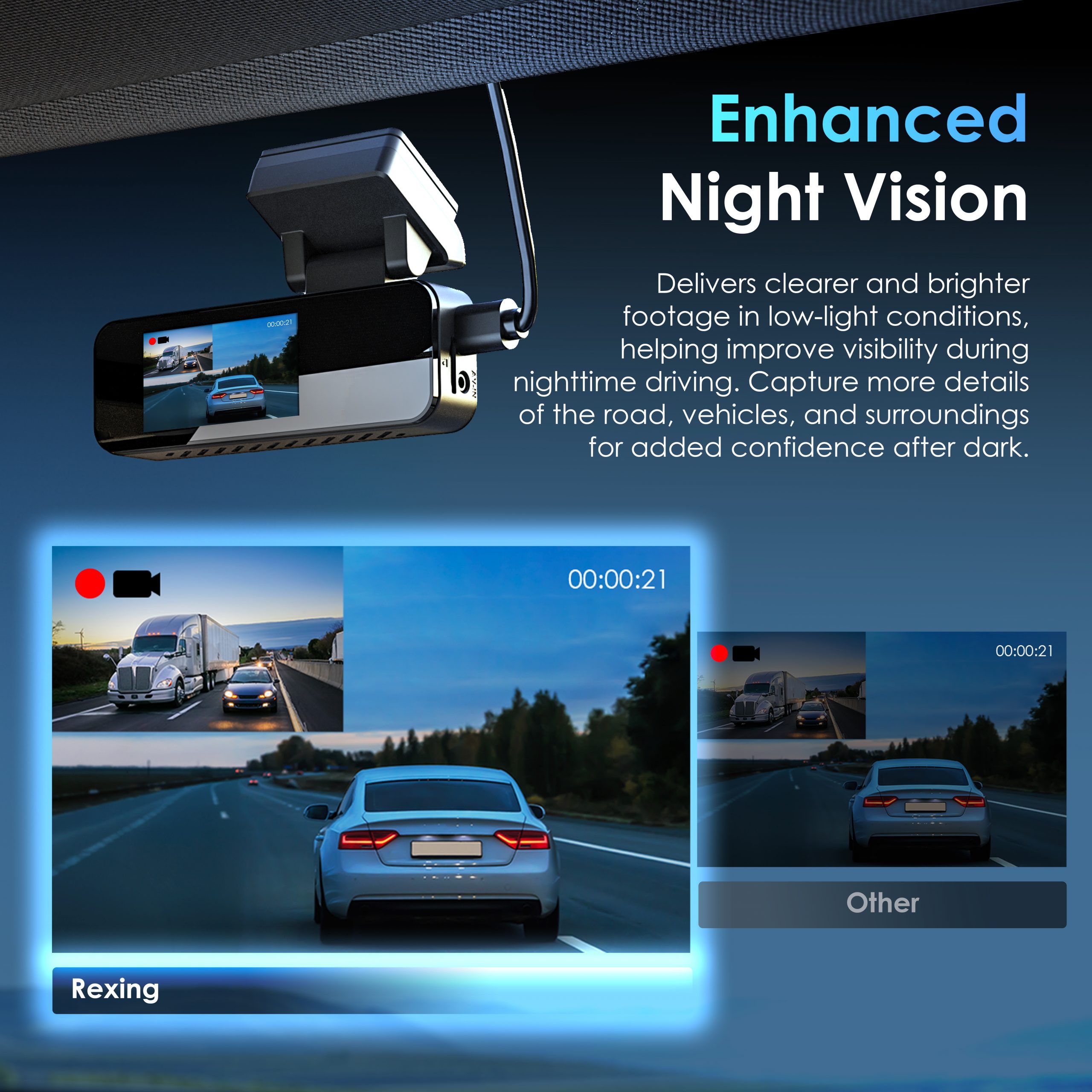 Rexing Dual Dash Cam, 2K Front and 1080P Rear with WiFi photo 6