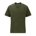 thumbnail image 3 of VSSSJ Men's Muscle T Shirts Short Sleeve V Neck Stretch Bodybuilding Tee Shirts Ribbed Knit Slim Fit Gym Fitness Workout Shirt Green XL, 3 of 5