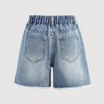 thumbnail image 4 of YMNXA Toddler Kids Girls Denim Shorts Elastic Waist Cherry Embroidery Distressed Ripped Comfortable Fashion Short Bottoms For Everyday Wear,Watermelon Red,10-10.5 Years, 4 of 6