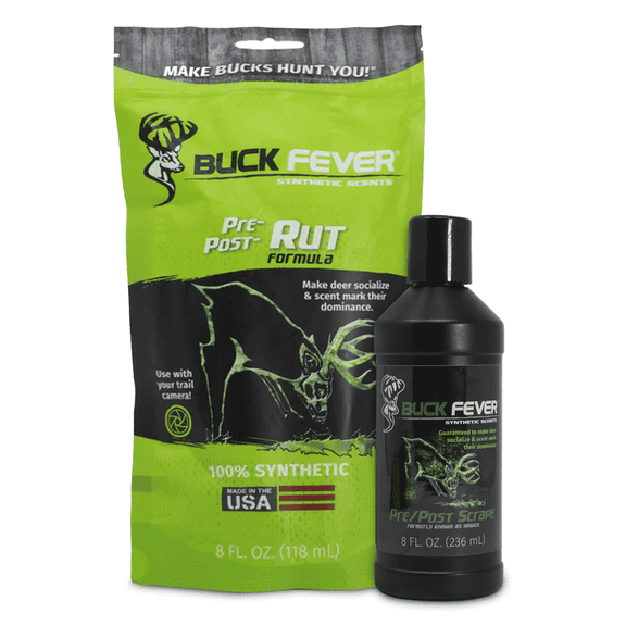 Buck Fever Pre/Post Buck Rut Scent (8 oz), Syntheticly Formulated Whitetail & Other Deer Attractant - Synthetic Deer Scent for Mock Scrapes & Ground Scrapes - All-Season Mature Buck Hunting Scents