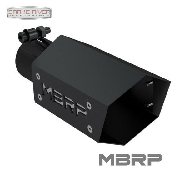 MBRP T5173BLK Exhaust Tip - Black Hex Tips - Clamp-On - 2-1/2 in Inlet - 4 in Hex Outlet - 10 in Long - Stainless - Black Powder Coat - Each