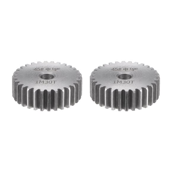 Unique Bargains Straight Spur Gear 12mm Inner Aperture 30T 1 Module 45# Steel Motor Gear, 2Pack