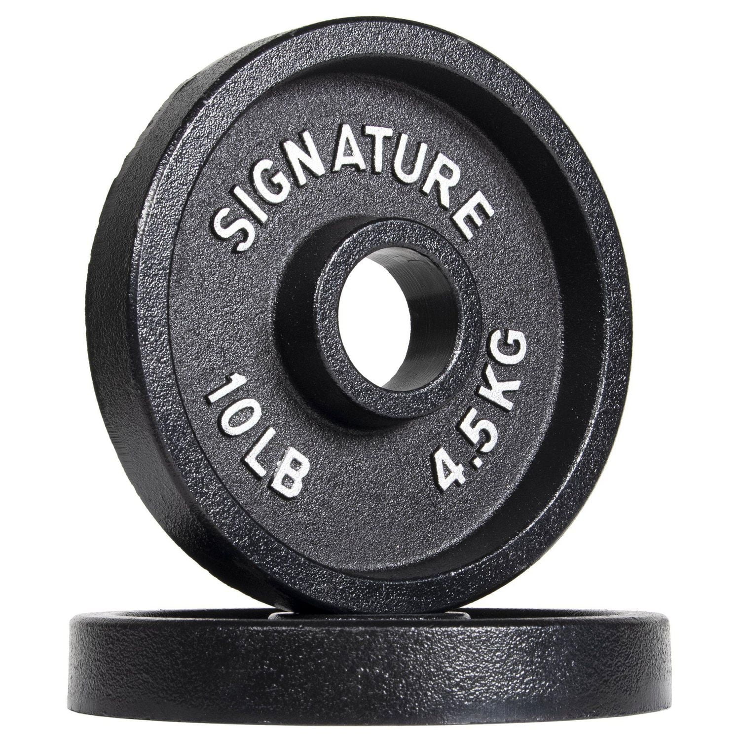Signature Fitness Deep Dish 2 In. Olympic Cast Iron Weight Plates with E-Coating, Pair