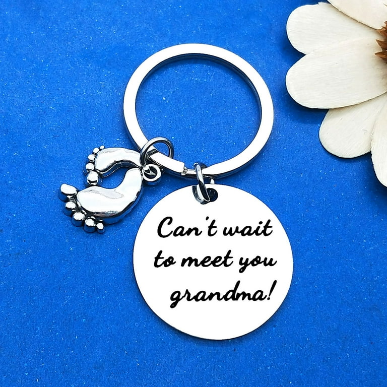 Grandma to Be Gift Pregnancy Announcement Keychain Can't Wait to