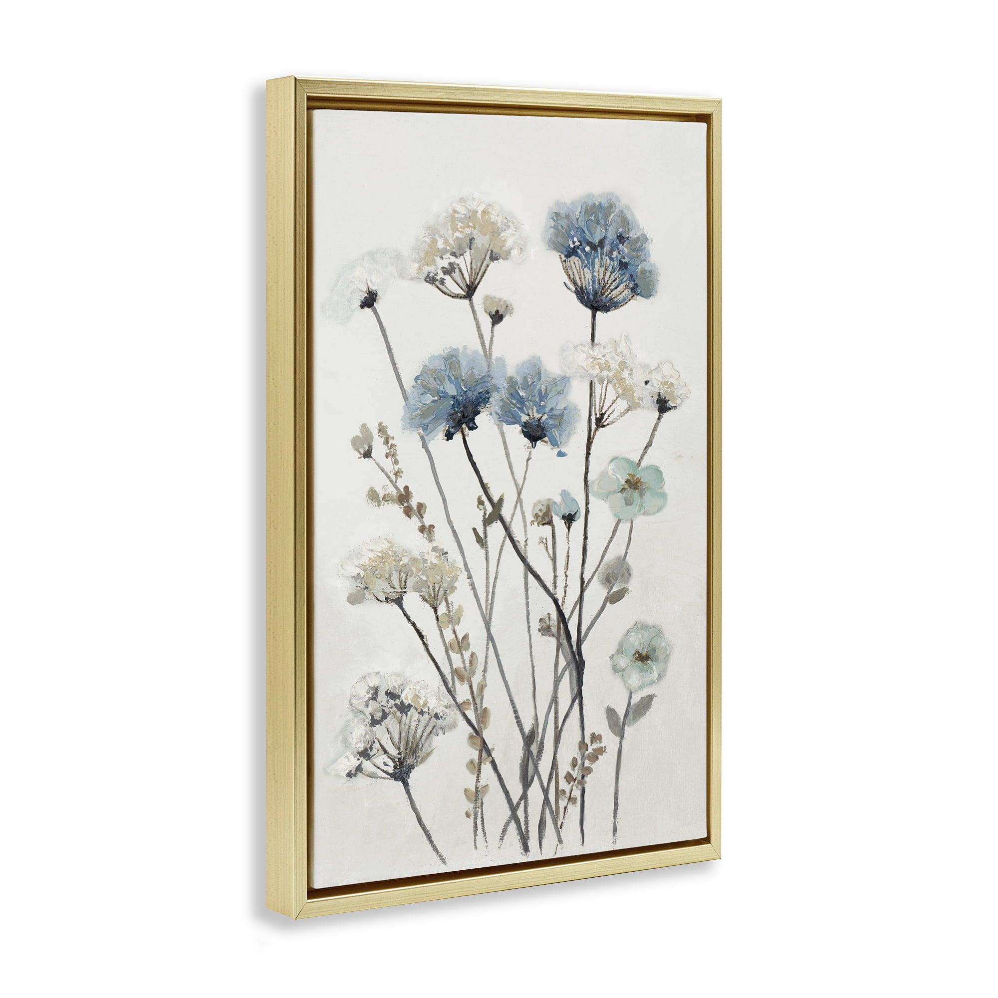 Stupell Industries Blue & Beige Garden Gold Framed Floater Canvas Wall Art, design by Patricia Pinto