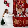 thumbnail image 5 of Red Christmas Bathroom Shower Curtain Cute Santa Claus Deer Winter Snowflake Waterproof Washable Shower Curtains for Bathtub Bath Decor with Grommets and Hook 54 X 78 Inch, 5 of 8