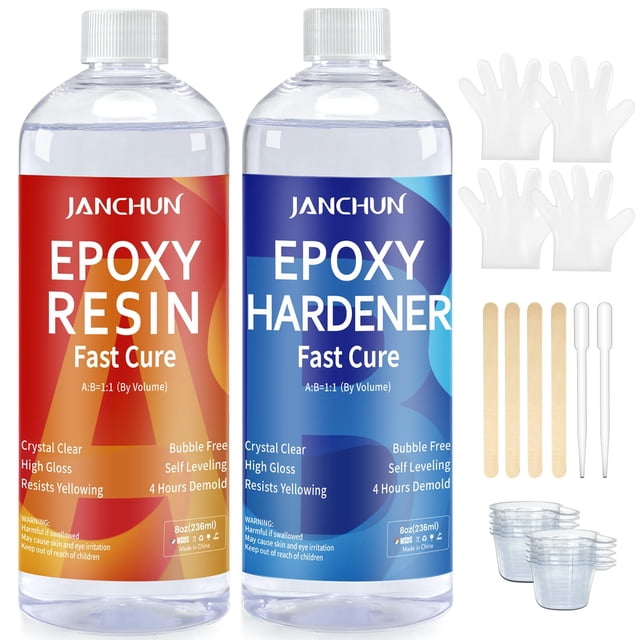 Kit de resina epoxídica JANCHUN Crystal Clear 473 ml sin burbujas