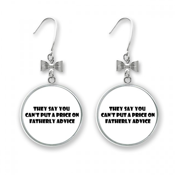 Boucles d'Oreilles Citation Fête des Pères Conseils Inestimables Crochet Percé