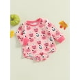 thumbnail image 3 of Suealasg Newborn Baby Girls Fall Halloween Outfit Clothes 3 6 12 18 24 Months Infant Girls Long Sleeve Pumpkin Print Romper Bodysuit, 3 of 7