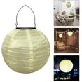 thumbnail image 3 of 10 Inch Round Chinese Japanese Style Nylon Lanterns Weatherproof Outdoor Solar Powered LED Light Hanging Lanterns Ornaments for Home Garden Patio Yard Wedding Birthday Party Event (#04, 25CM), 3 of 8