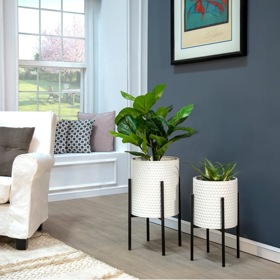 Sagebrook Home Indoor or Outdoor Chic Modern Planter on Stand Set of 2