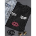 thumbnail image 3 of Cute Girl Makeup Face Eyelashes Lips Graphic Women T-Shirt, Female 3X-Large, 3 of 4
