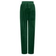 thumbnail image 4 of zaveiop Womens High Waisted Sweatpants Flare Leg Lounge Pants Drawstring Waist Velour Pants Pajama Pants with Pockets (Green, 3XL), 4 of 6