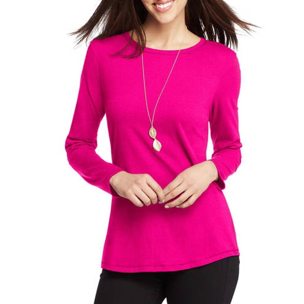 Hanes Women's Shirttail LongSleeve Crewneck TShirt