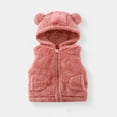 thumbnail image 2 of AHTJRT Boy's Girl's Sherpa Fleece Vest Bear Ears Shape Full Zip Hooded Winter Warm Lightweight Windproof Sleeveless Jacket Hot Pink 2-3 Years, 2 of 9