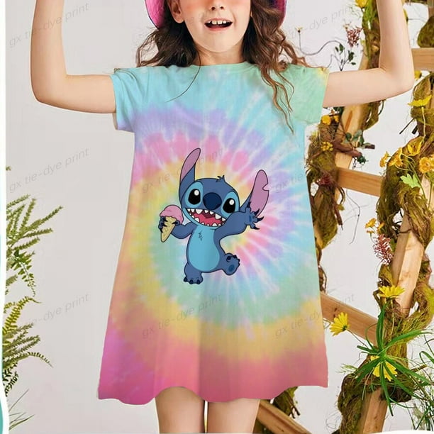 Vestido de princesa de Disney para niños, niña, cumpleaños, Pascua, juego de rol, Stitch, vestido para niños, vestido para mujeres, vestido para niños 2-12t6T Gao Jinjia LED