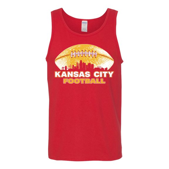 Wild Bobby Kansas Football Skyline Sports Men Graphic Tank Top, Red, Small