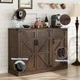 thumbnail image 5 of ChVans 47.2" Farmhouse Kitchen Buffet Sideboard Cabinet with 3 Side Shelves, 34"H Kitchen Pantry Cabinet with 3 Barn Doors/4 Adjustable Shelves for Kitchen, Dining Room, Living Room, Brown, 5 of 8