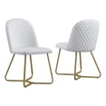 thumbnail image 1 of Ensemble de 2 Chaises Latérales à Dossier Matelassé en Similicuir Blanc et Base Dorée, 1 of 4
