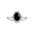 thumbnail image 1 of RYLOS Bagues pour Femmes Bague en Or Blanc 14K avec Pierre Précieuse Ovale 7X5MM et Diamants Étincelants Cabochon Onyx Bijoux Taille 10, 1 of 7