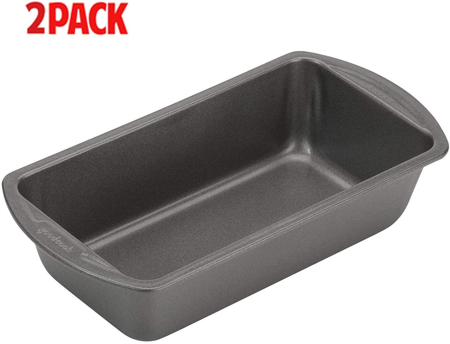 Good Cook 04025 4025 Loaf Pan, 8 x 4 Inch, Grey 2pack