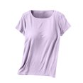 thumbnail image 4 of Fmbrln Womens Summer Short Sleeve Tops Built in Bra Crew Neck Ribbed T-shirts Casual Lightweight Solid Color Blouse Purple XXL, 4 of 8