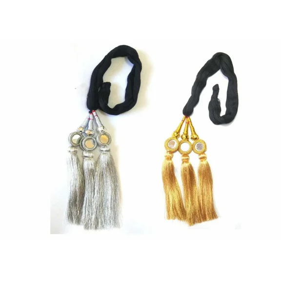 Paranda Parandi Choti Hair Extensions Braid Tassles - Silver and Golden