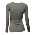 thumbnail image 3 of Doublju Women's Thermal Henley Long Sleeve Top with Plus Size, 3 of 4