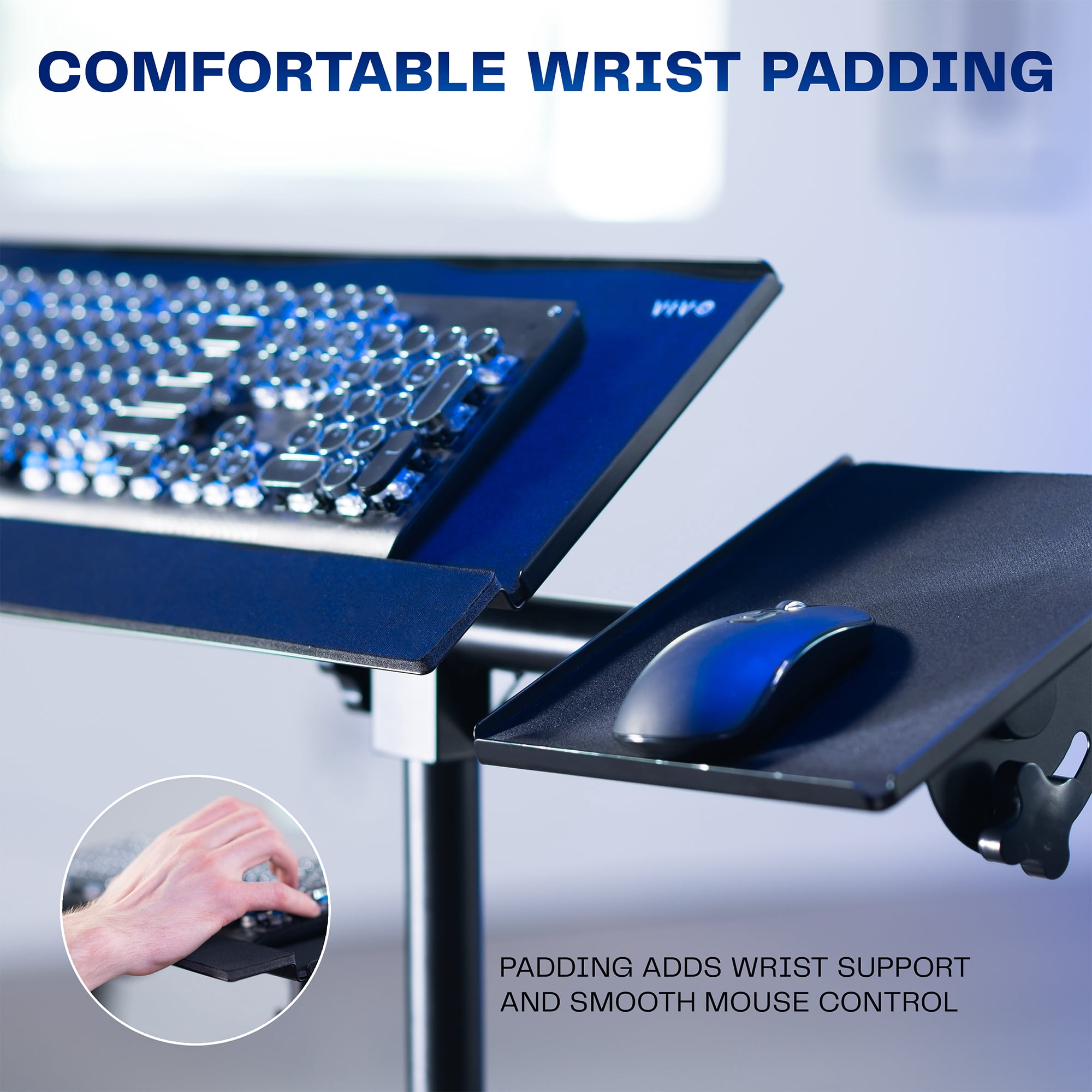VIVO Black Freestanding Keyboard Tray Cart