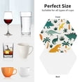 thumbnail image 6 of Honeii Dinosaurs and Tropical Leaves print Leather Coaster Set of 4, ideal for safeguarding your furniture from drinks spills and effortless cleanup-Hexagon, 6 of 6