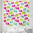 thumbnail image 1 of Animal Cartoon Tapestry, s with Ornaments Joyous Friendly Pattern, Fabric Wall Hanging Decor for Bedroom Living Room Dorm, 5 Sizes, Green Blue Pink, by Ambesonne, 1 of 1