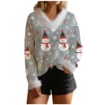 thumbnail image 2 of Aobny V-Neck Cute Sweatshirts Women Christmas Long Sleeve Shirt Fleece Pullover Fall Tops for Women 2025,XXL, 2 of 6