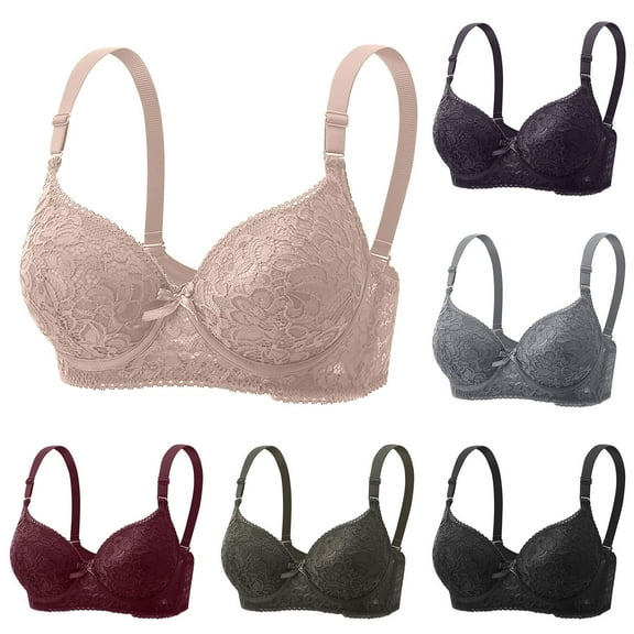 SMihono Women Underwire Daisy Sports Bras Adjustable Medium Support Anti-Saggy Underwear Push Up Full Coverage Lingerie Army Green XXL