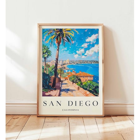 San Diego Travel California Beach City Wall Art, Unframed Paper Print