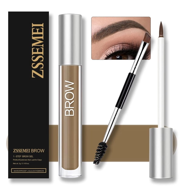 Gel para cejas resistente al agua para maquillaje líquido para cejas de larga duración, altamente teñido, resistente al sudor, natural (morena)